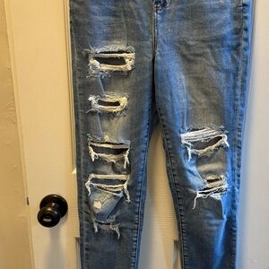 Distressed Blue Jeans